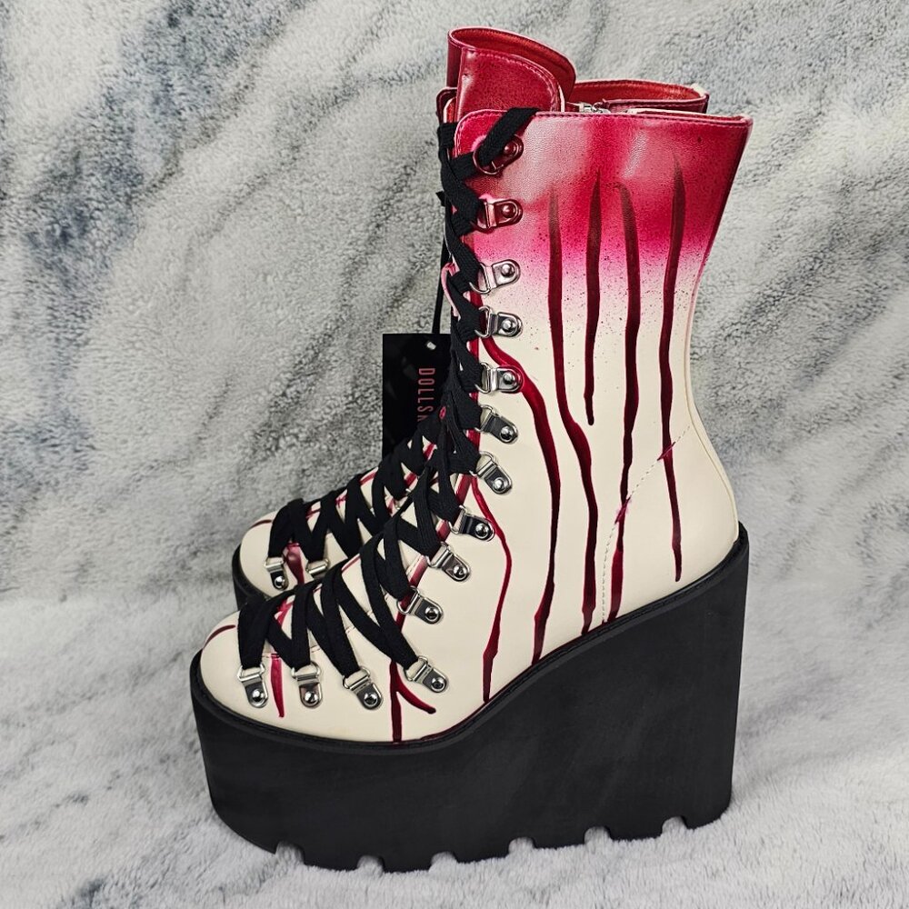 Dolls Kill Trickz N Treatz 10 Dripping Blood Scream Queen Platform Traitor Boots - Picture 5 of 12